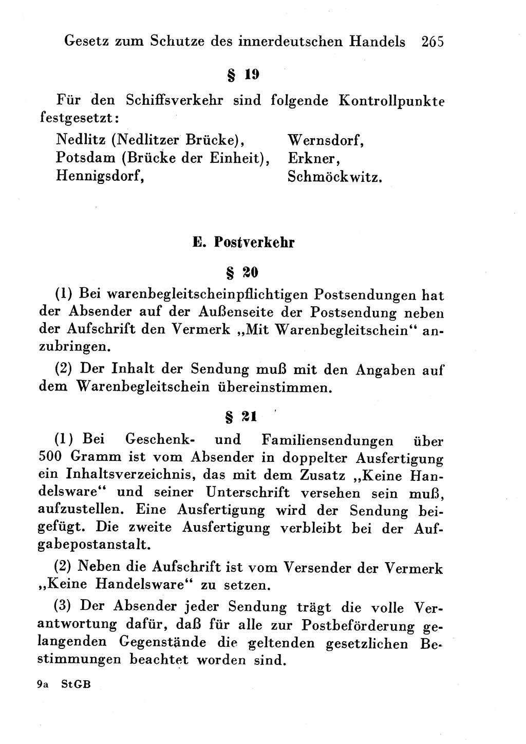 Strafgesetzbuch (StGB) und andere Strafgesetze [Deutsche Demokratische Republik (DDR)] 1954, Seite 265 (StGB Strafges. DDR 1954, S. 265)