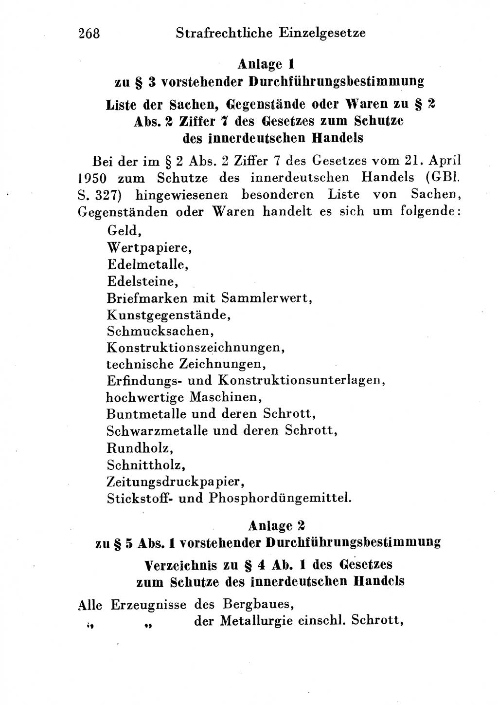 Strafgesetzbuch (StGB) und andere Strafgesetze [Deutsche Demokratische Republik (DDR)] 1954, Seite 268 (StGB Strafges. DDR 1954, S. 268)