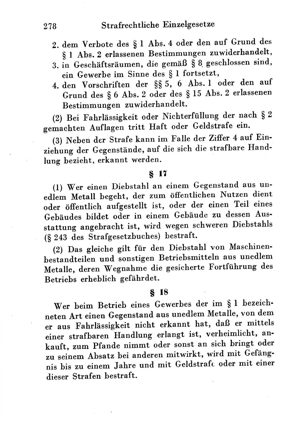 Strafgesetzbuch (StGB) und andere Strafgesetze [Deutsche Demokratische Republik (DDR)] 1954, Seite 278 (StGB Strafges. DDR 1954, S. 278)