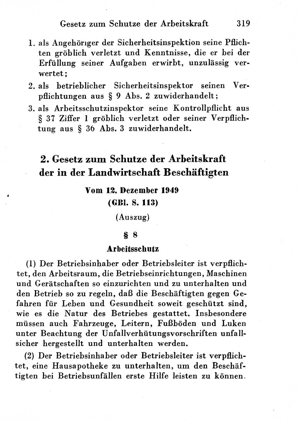 Strafgesetzbuch (StGB) und andere Strafgesetze [Deutsche Demokratische Republik (DDR)] 1954, Seite 319 (StGB Strafges. DDR 1954, S. 319)