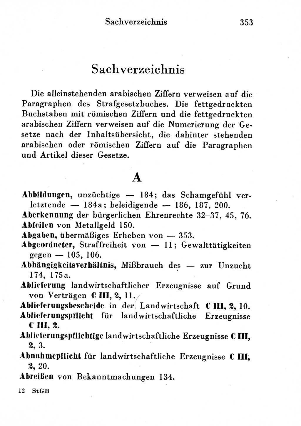 Strafgesetzbuch (StGB) und andere Strafgesetze [Deutsche Demokratische Republik (DDR)] 1954, Seite 353 (StGB Strafges. DDR 1954, S. 353)