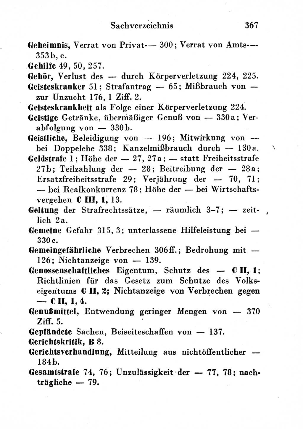 Strafgesetzbuch (StGB) und andere Strafgesetze [Deutsche Demokratische Republik (DDR)] 1954, Seite 367 (StGB Strafges. DDR 1954, S. 367)