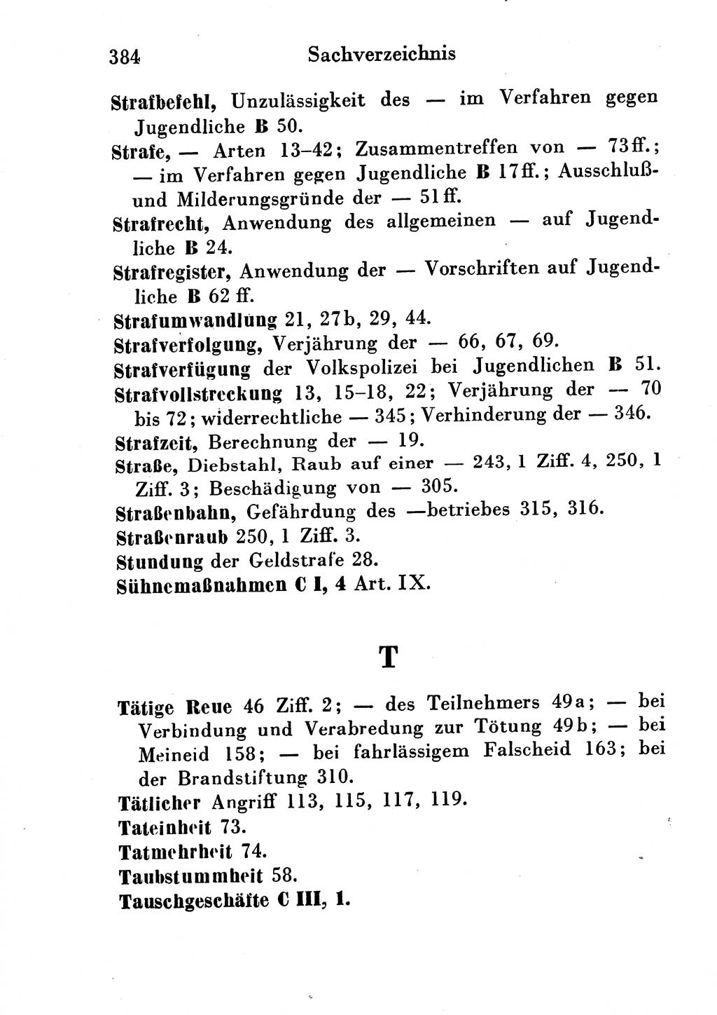 Strafgesetzbuch (StGB) und andere Strafgesetze [Deutsche Demokratische Republik (DDR)] 1954, Seite 384 (StGB Strafges. DDR 1954, S. 384)