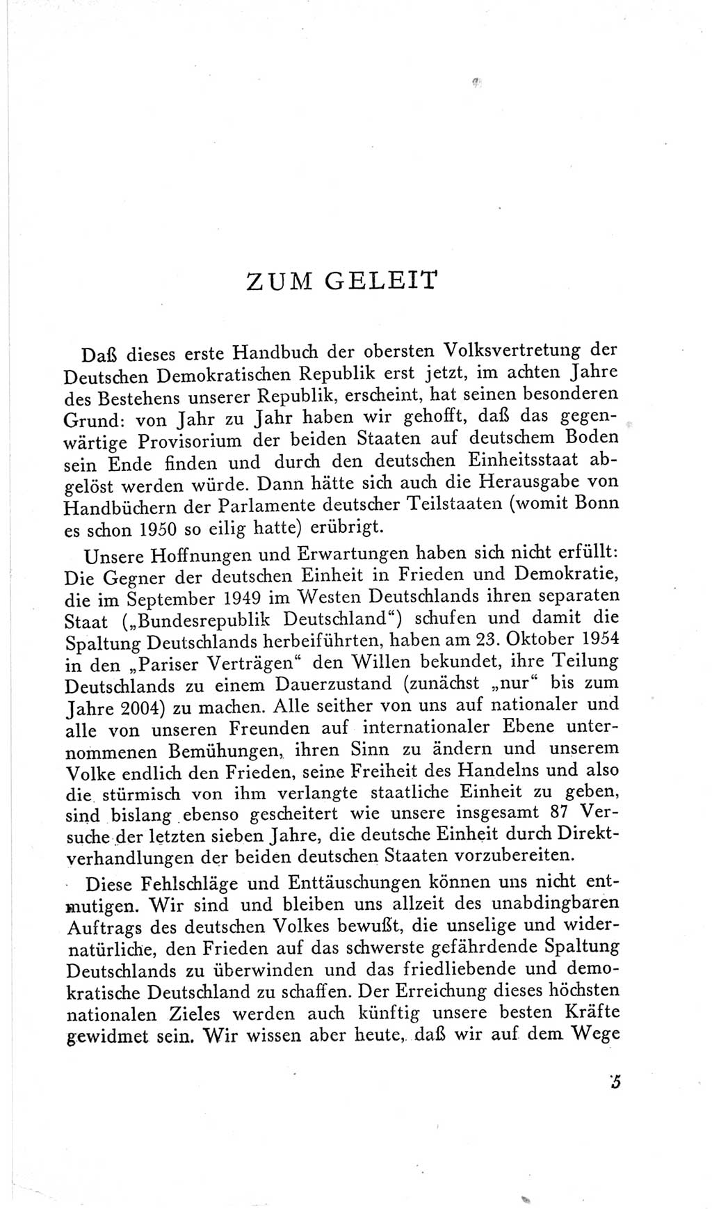 Handbuch der Volkskammer (VK) der Deutschen Demokratischen Republik (DDR), 2. Wahlperiode 1954-1958, Seite 5 (Hdb. VK. DDR, 2. WP. 1954-1958, S. 5)