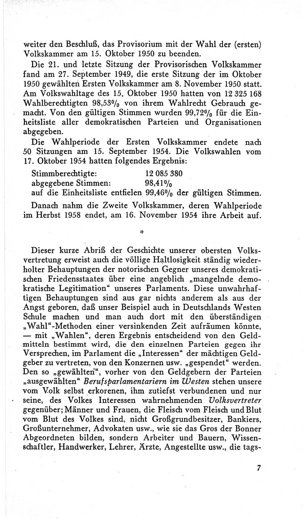 Handbuch der Volkskammer (VK) der Deutschen Demokratischen Republik (DDR), 2. Wahlperiode 1954-1958, Seite 7 (Hdb. VK. DDR, 2. WP. 1954-1958, S. 7)