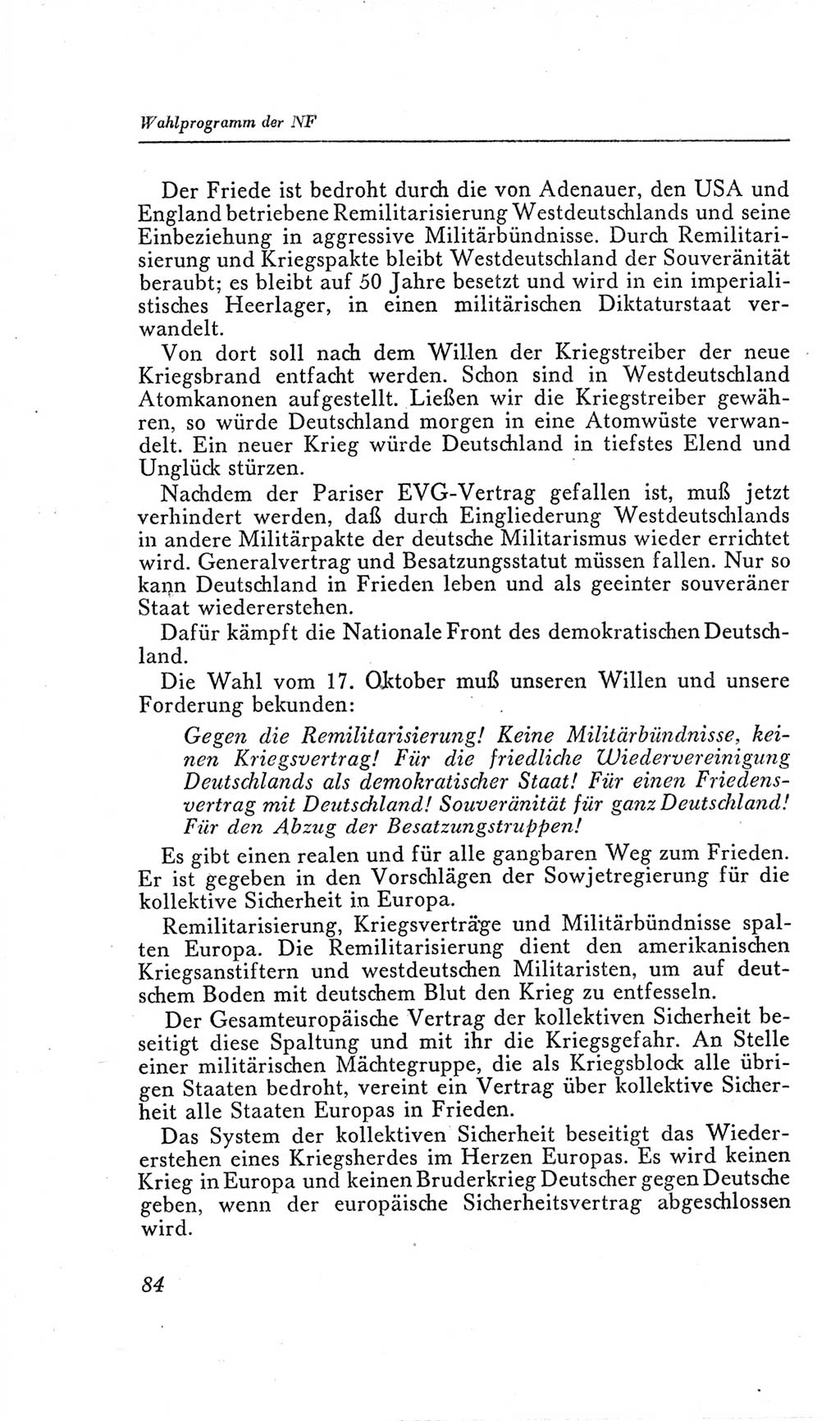 Handbuch der Volkskammer (VK) der Deutschen Demokratischen Republik (DDR), 2. Wahlperiode 1954-1958, Seite 84 (Hdb. VK. DDR, 2. WP. 1954-1958, S. 84)