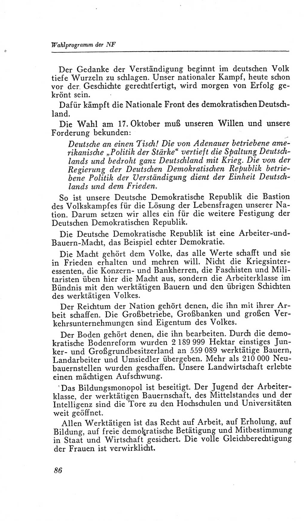 Handbuch der Volkskammer (VK) der Deutschen Demokratischen Republik (DDR), 2. Wahlperiode 1954-1958, Seite 86 (Hdb. VK. DDR, 2. WP. 1954-1958, S. 86)