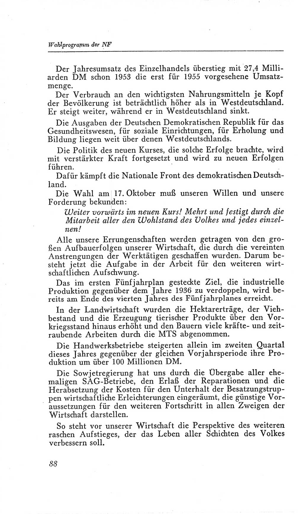 Handbuch der Volkskammer (VK) der Deutschen Demokratischen Republik (DDR), 2. Wahlperiode 1954-1958, Seite 88 (Hdb. VK. DDR, 2. WP. 1954-1958, S. 88)