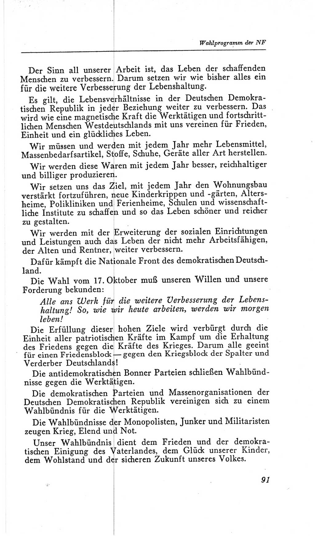 Handbuch der Volkskammer (VK) der Deutschen Demokratischen Republik (DDR), 2. Wahlperiode 1954-1958, Seite 91 (Hdb. VK. DDR, 2. WP. 1954-1958, S. 91)