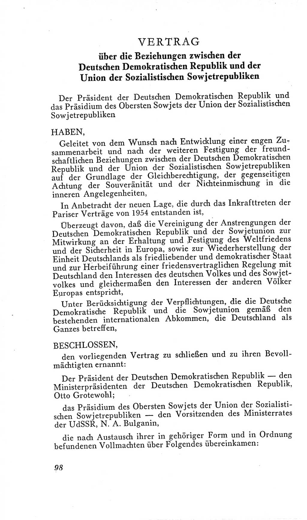 Handbuch der Volkskammer (VK) der Deutschen Demokratischen Republik (DDR), 2. Wahlperiode 1954-1958, Seite 98 (Hdb. VK. DDR, 2. WP. 1954-1958, S. 98)