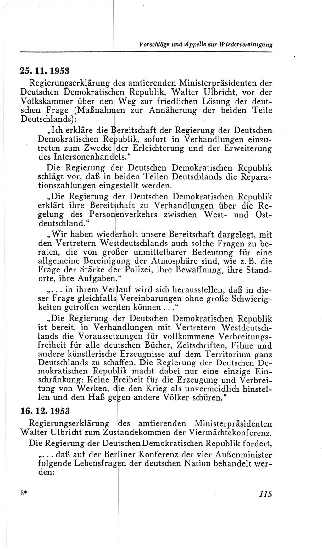 Handbuch der Volkskammer (VK) der Deutschen Demokratischen Republik (DDR), 2. Wahlperiode 1954-1958, Seite 115 (Hdb. VK. DDR, 2. WP. 1954-1958, S. 115)