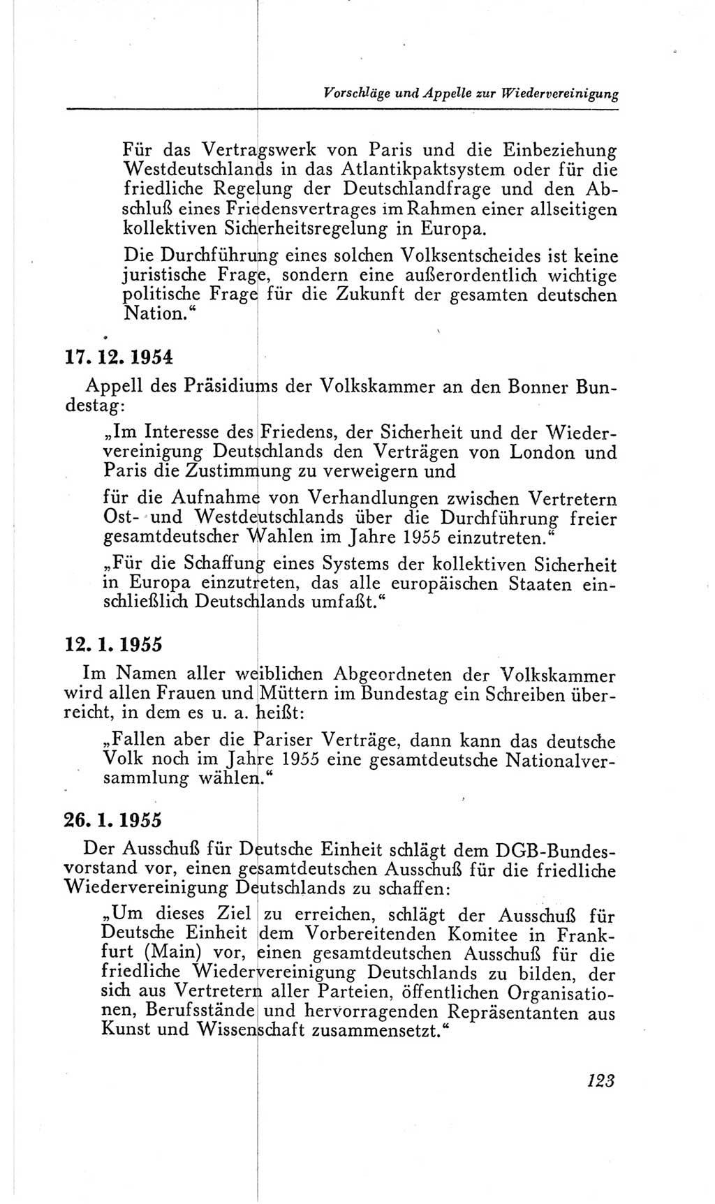 Handbuch der Volkskammer (VK) der Deutschen Demokratischen Republik (DDR), 2. Wahlperiode 1954-1958, Seite 123 (Hdb. VK. DDR, 2. WP. 1954-1958, S. 123)