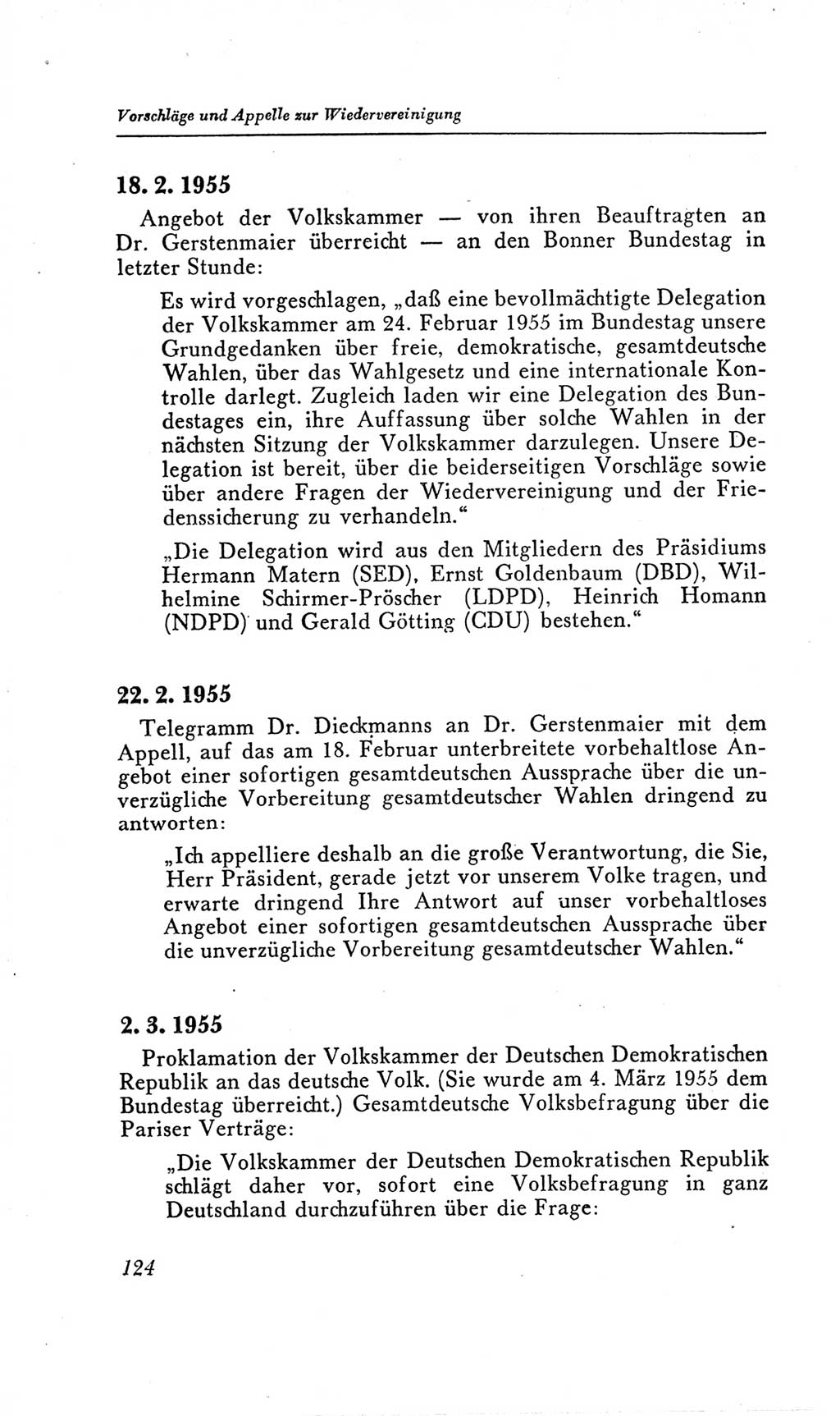 Handbuch der Volkskammer (VK) der Deutschen Demokratischen Republik (DDR), 2. Wahlperiode 1954-1958, Seite 124 (Hdb. VK. DDR, 2. WP. 1954-1958, S. 124)