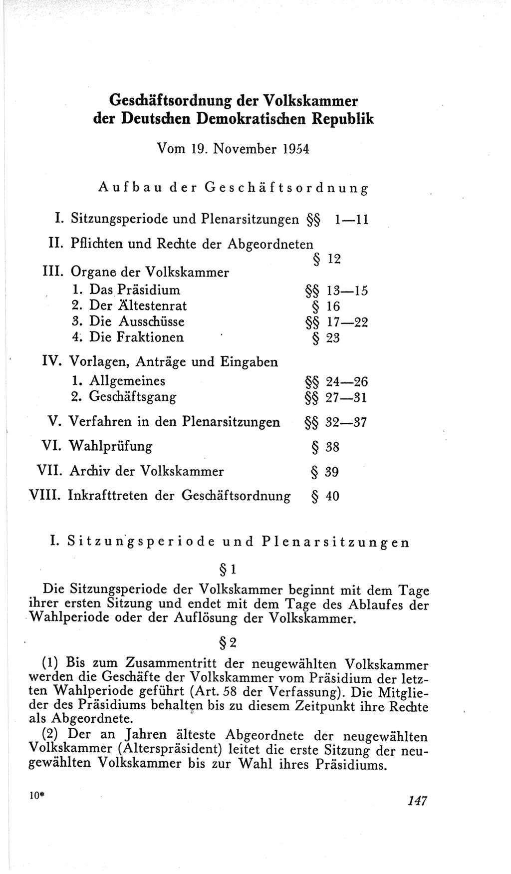 Handbuch der Volkskammer (VK) der Deutschen Demokratischen Republik (DDR), 2. Wahlperiode 1954-1958, Seite 147 (Hdb. VK. DDR, 2. WP. 1954-1958, S. 147)