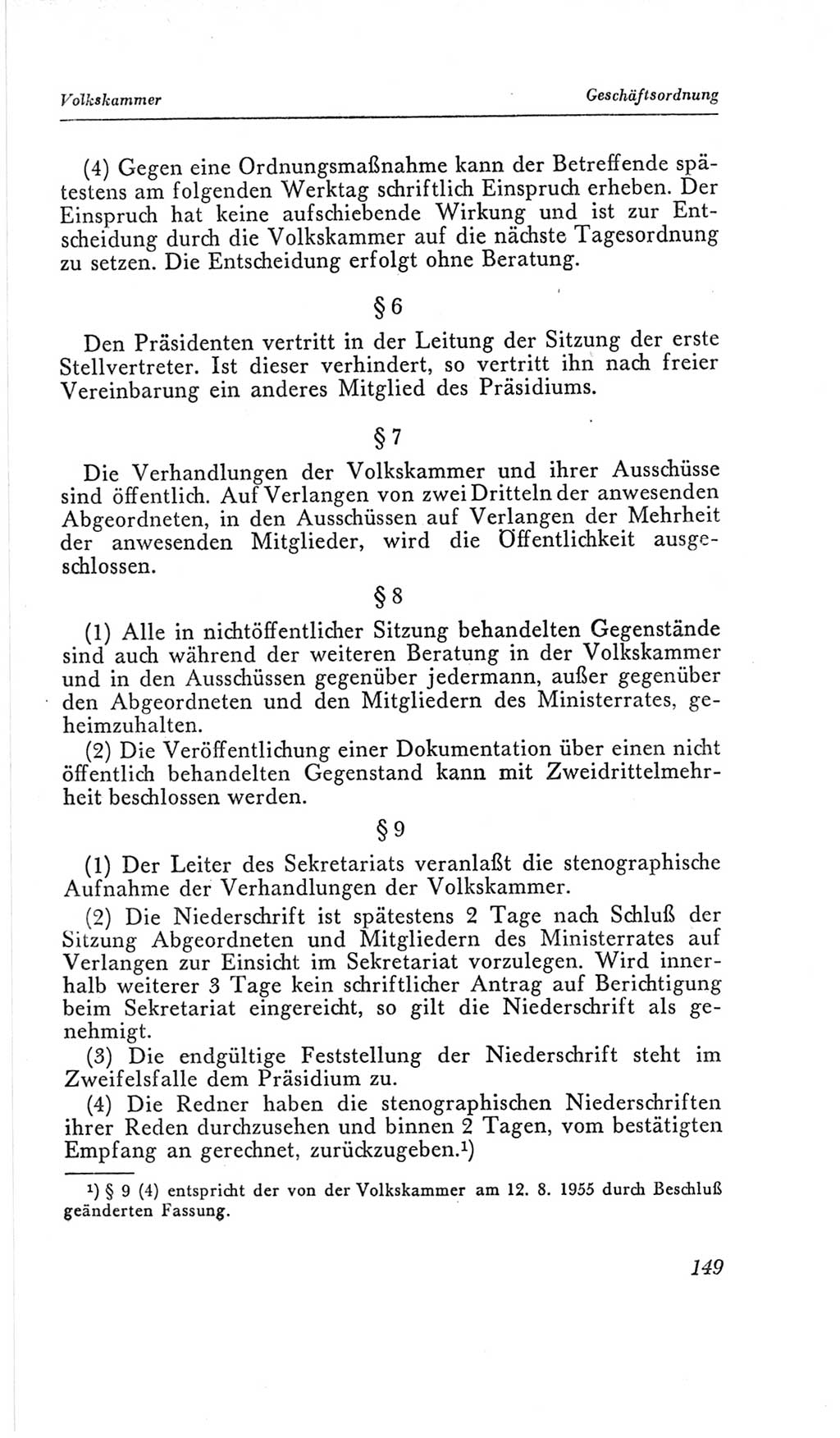 Handbuch der Volkskammer (VK) der Deutschen Demokratischen Republik (DDR), 2. Wahlperiode 1954-1958, Seite 149 (Hdb. VK. DDR, 2. WP. 1954-1958, S. 149)