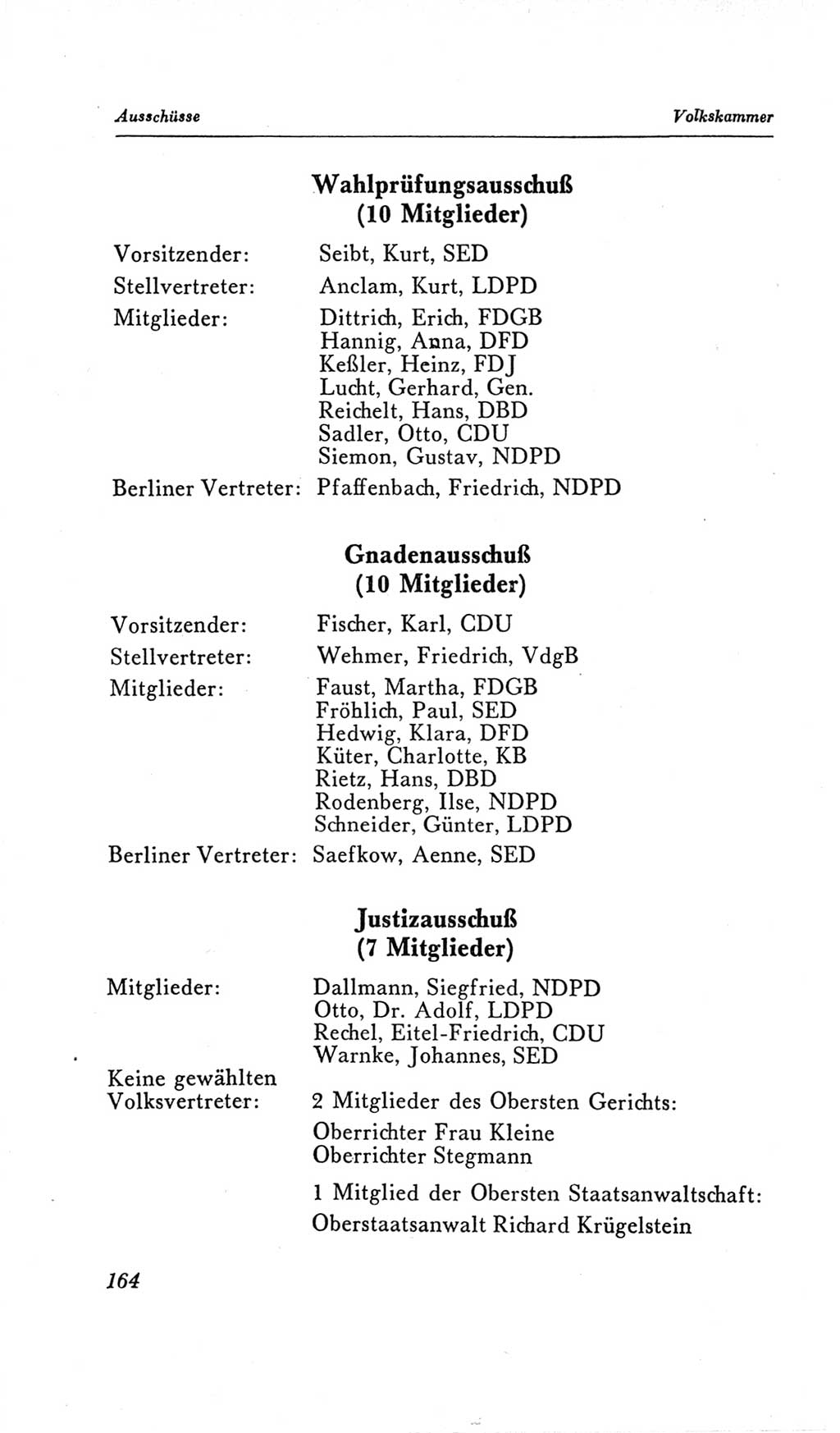 Handbuch der Volkskammer (VK) der Deutschen Demokratischen Republik (DDR), 2. Wahlperiode 1954-1958, Seite 164 (Hdb. VK. DDR, 2. WP. 1954-1958, S. 164)