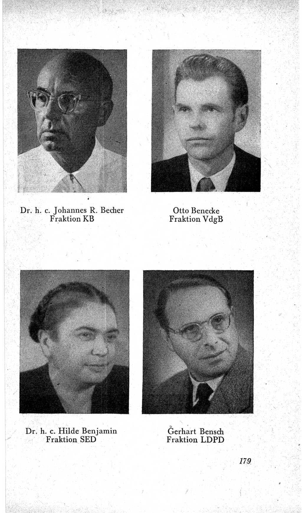 Handbuch der Volkskammer (VK) der Deutschen Demokratischen Republik (DDR), 2. Wahlperiode 1954-1958, Seite 179 (Hdb. VK. DDR, 2. WP. 1954-1958, S. 179)