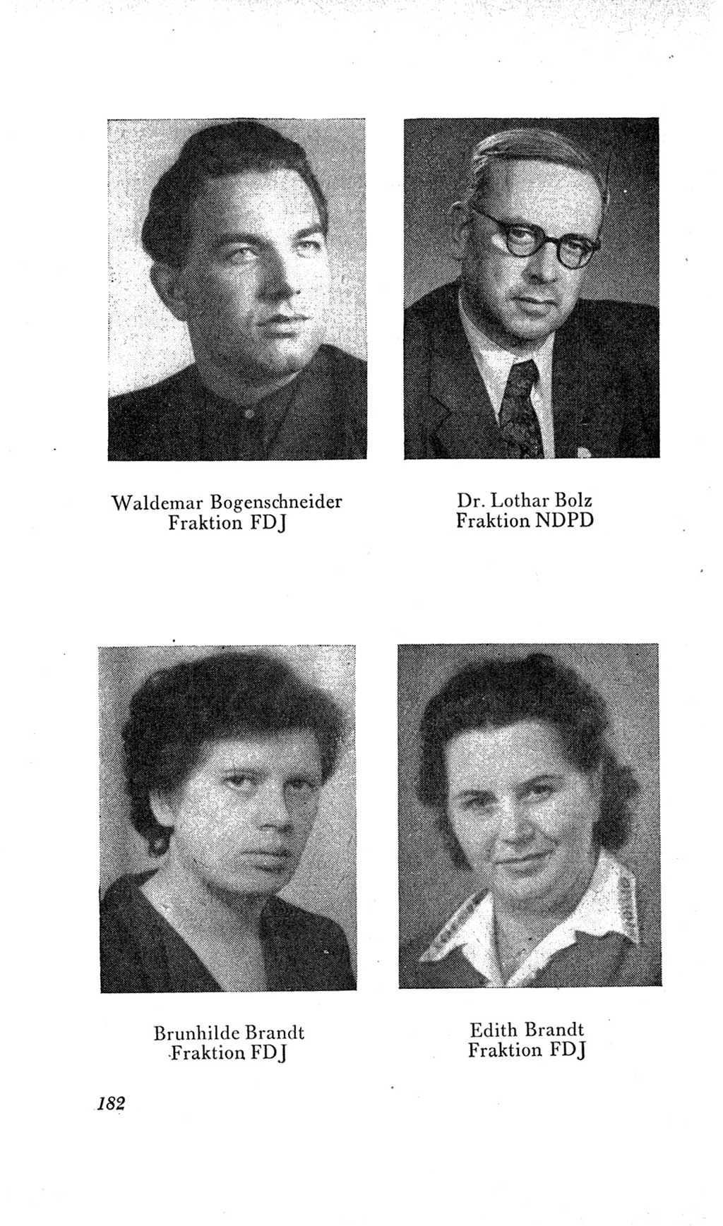 Handbuch der Volkskammer (VK) der Deutschen Demokratischen Republik (DDR), 2. Wahlperiode 1954-1958, Seite 182 (Hdb. VK. DDR, 2. WP. 1954-1958, S. 182)