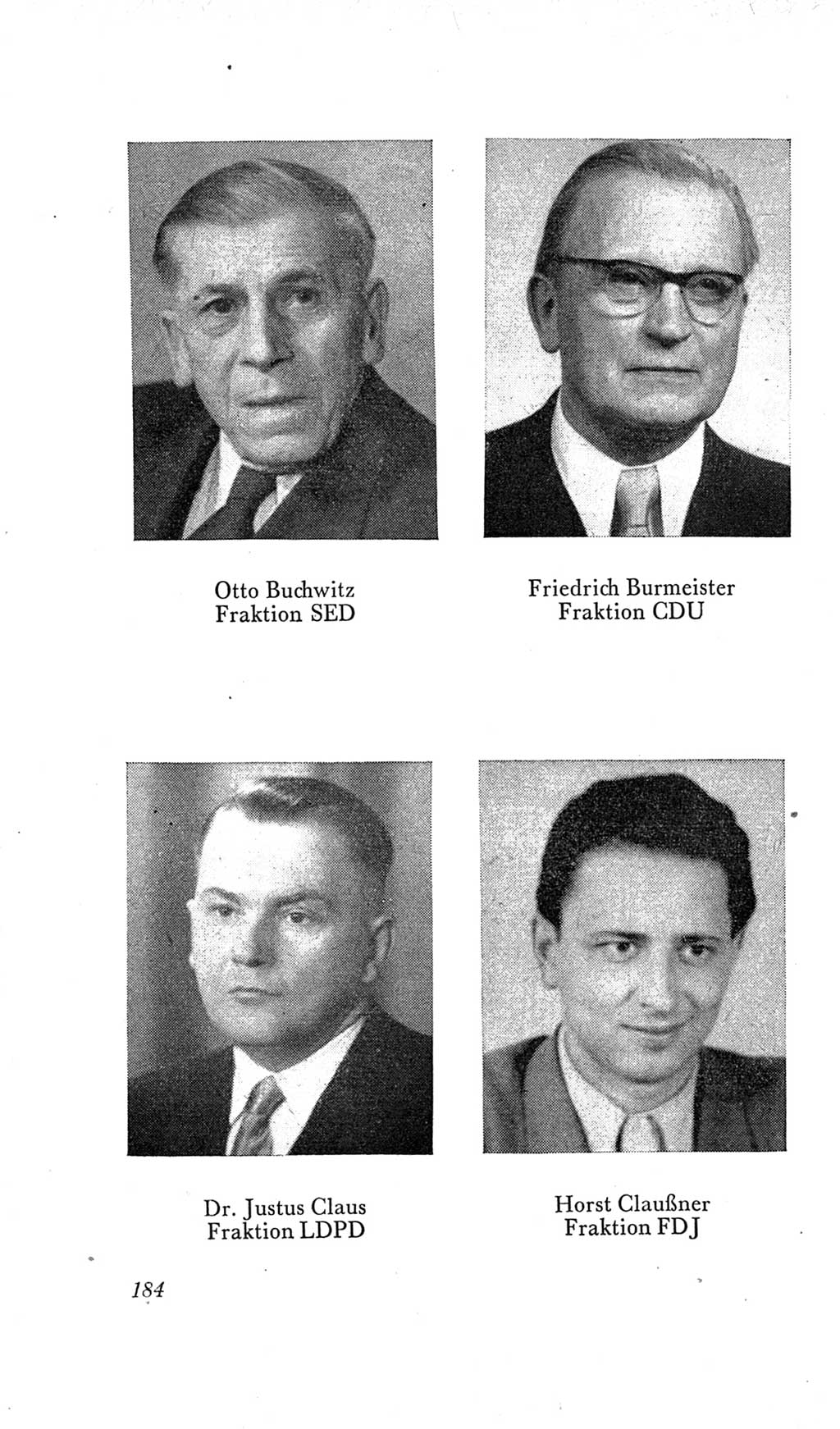 Handbuch der Volkskammer (VK) der Deutschen Demokratischen Republik (DDR), 2. Wahlperiode 1954-1958, Seite 184 (Hdb. VK. DDR, 2. WP. 1954-1958, S. 184)
