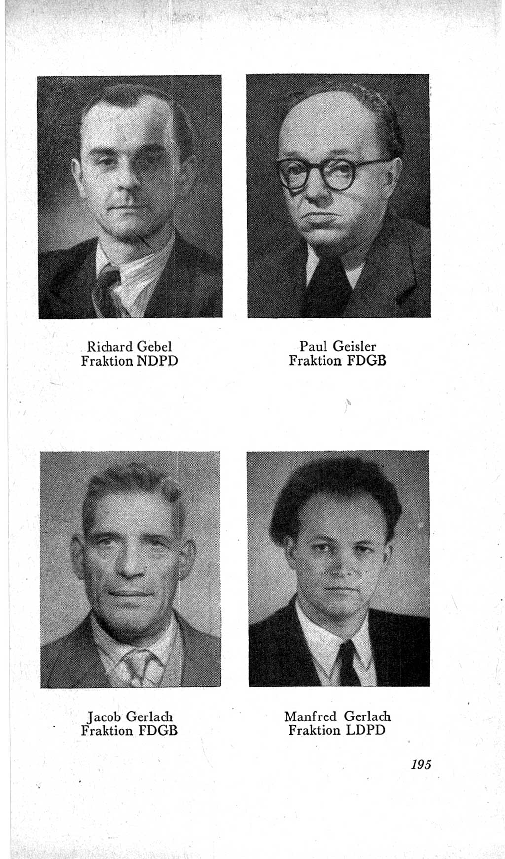 Handbuch der Volkskammer (VK) der Deutschen Demokratischen Republik (DDR), 2. Wahlperiode 1954-1958, Seite 195 (Hdb. VK. DDR, 2. WP. 1954-1958, S. 195)
