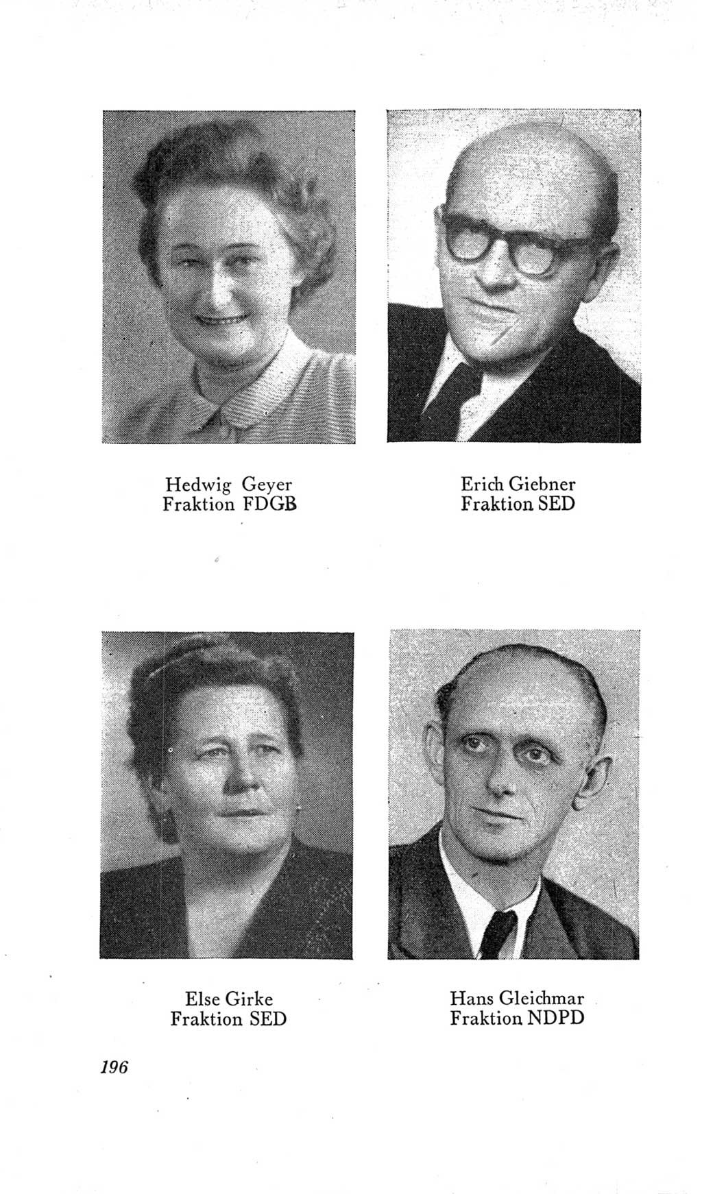 Handbuch der Volkskammer (VK) der Deutschen Demokratischen Republik (DDR), 2. Wahlperiode 1954-1958, Seite 196 (Hdb. VK. DDR, 2. WP. 1954-1958, S. 196)