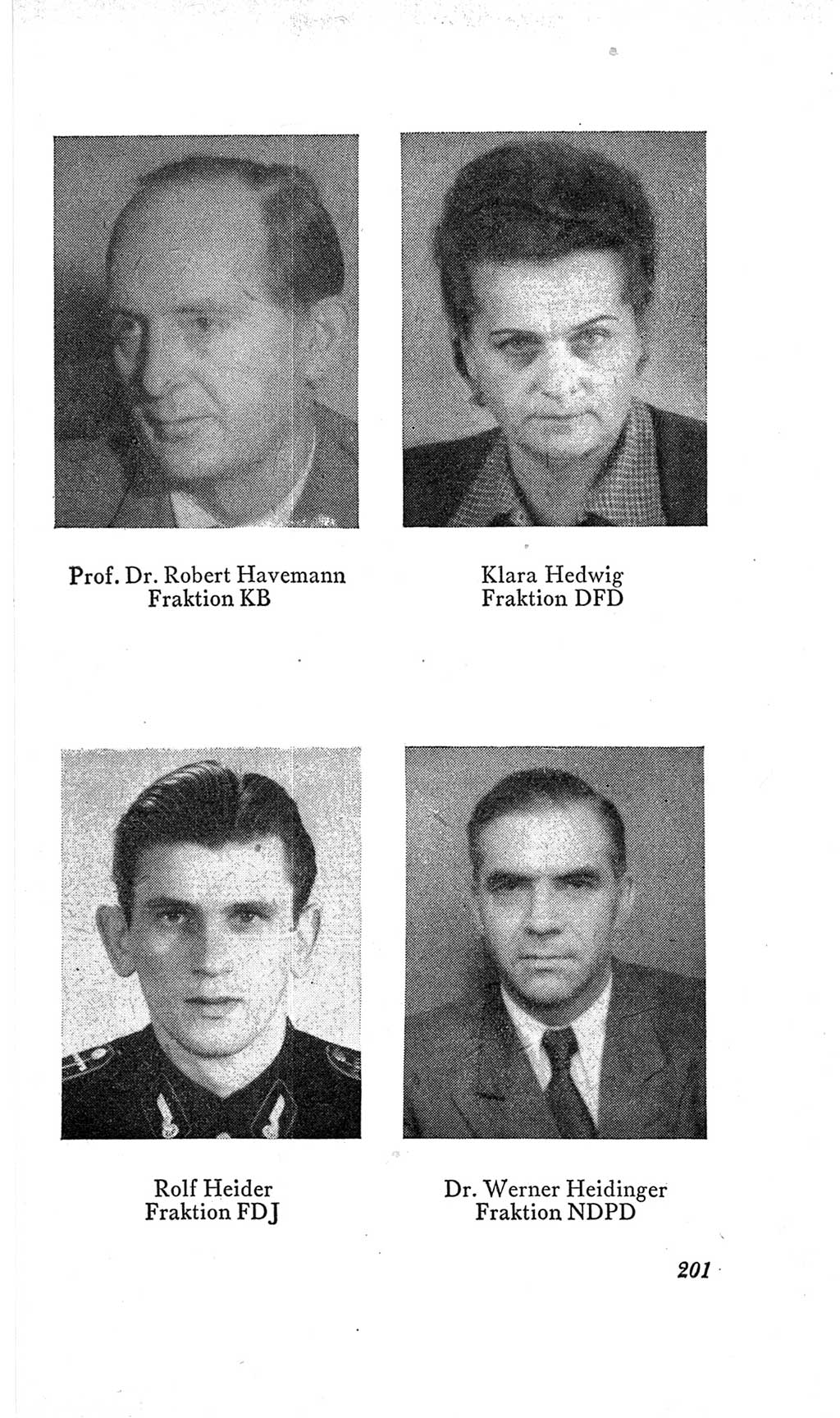 Handbuch der Volkskammer (VK) der Deutschen Demokratischen Republik (DDR), 2. Wahlperiode 1954-1958, Seite 201 (Hdb. VK. DDR, 2. WP. 1954-1958, S. 201)