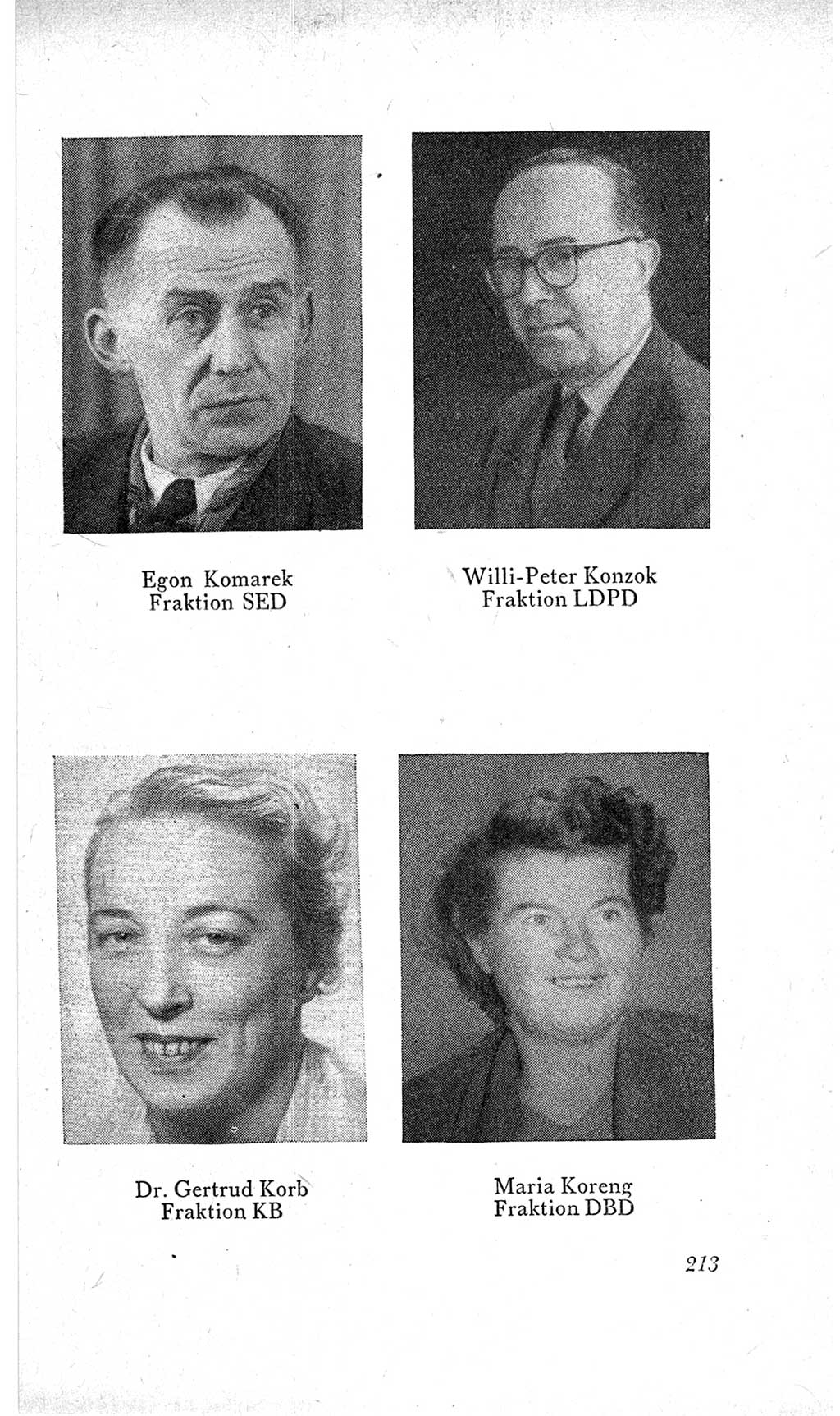 Handbuch der Volkskammer (VK) der Deutschen Demokratischen Republik (DDR), 2. Wahlperiode 1954-1958, Seite 213 (Hdb. VK. DDR, 2. WP. 1954-1958, S. 213)