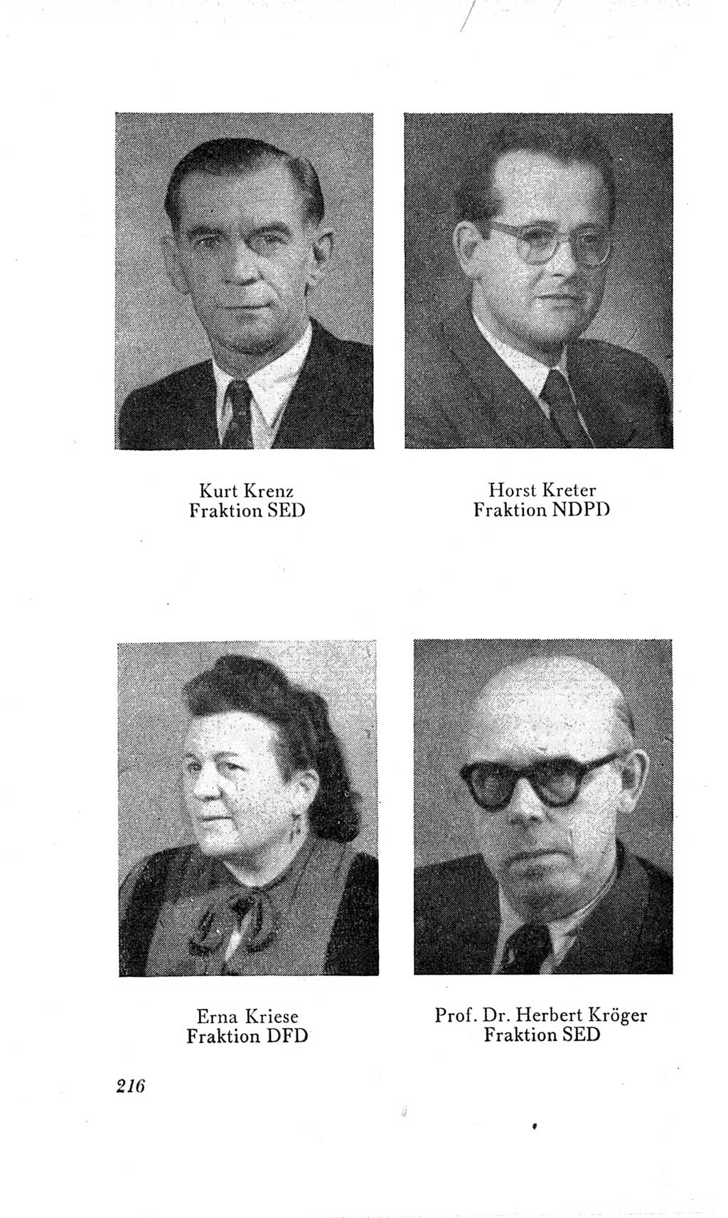 Handbuch der Volkskammer (VK) der Deutschen Demokratischen Republik (DDR), 2. Wahlperiode 1954-1958, Seite 216 (Hdb. VK. DDR, 2. WP. 1954-1958, S. 216)