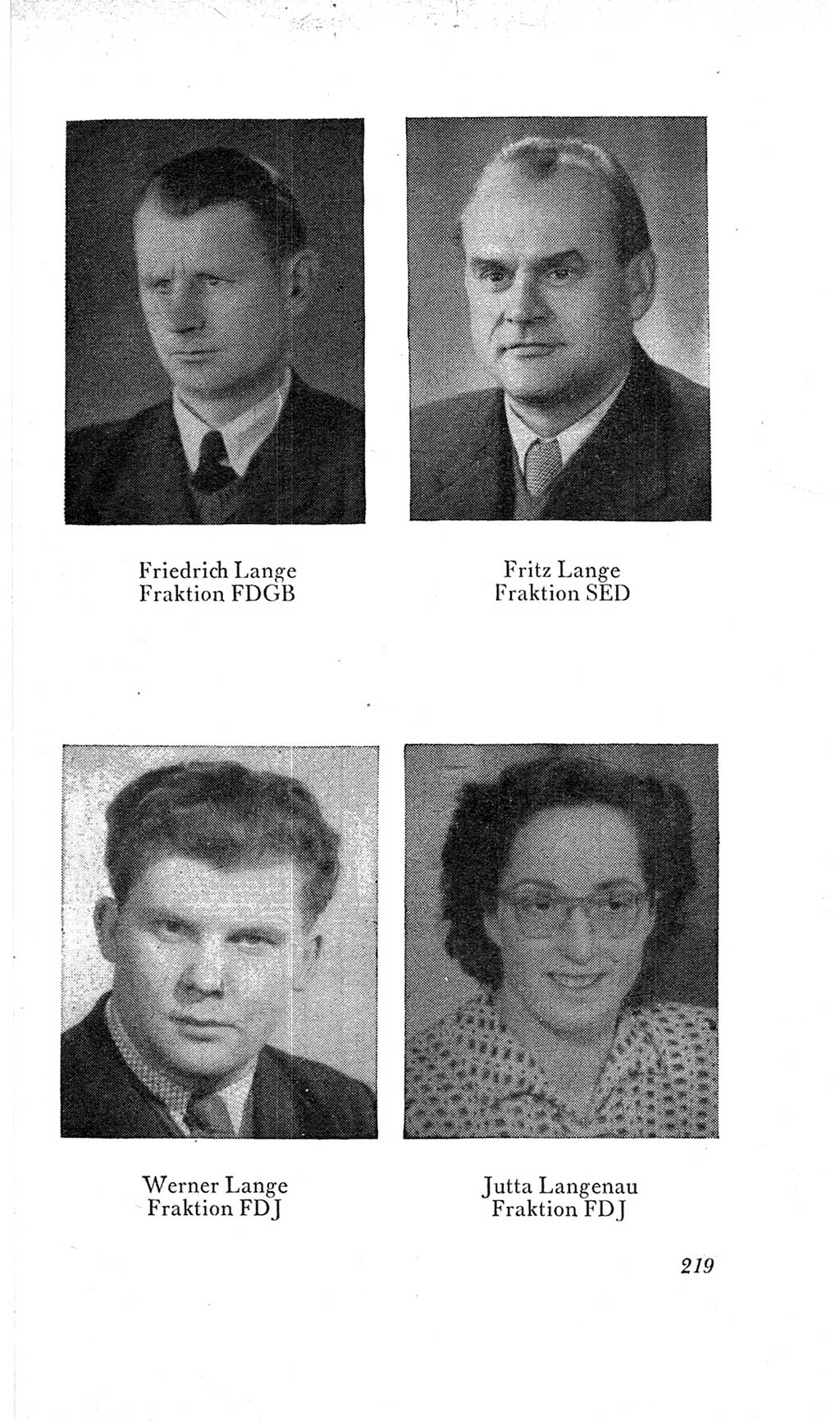Handbuch der Volkskammer (VK) der Deutschen Demokratischen Republik (DDR), 2. Wahlperiode 1954-1958, Seite 219 (Hdb. VK. DDR, 2. WP. 1954-1958, S. 219)