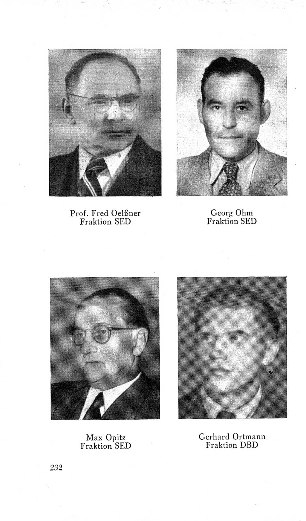 Handbuch der Volkskammer (VK) der Deutschen Demokratischen Republik (DDR), 2. Wahlperiode 1954-1958, Seite 232 (Hdb. VK. DDR, 2. WP. 1954-1958, S. 232)