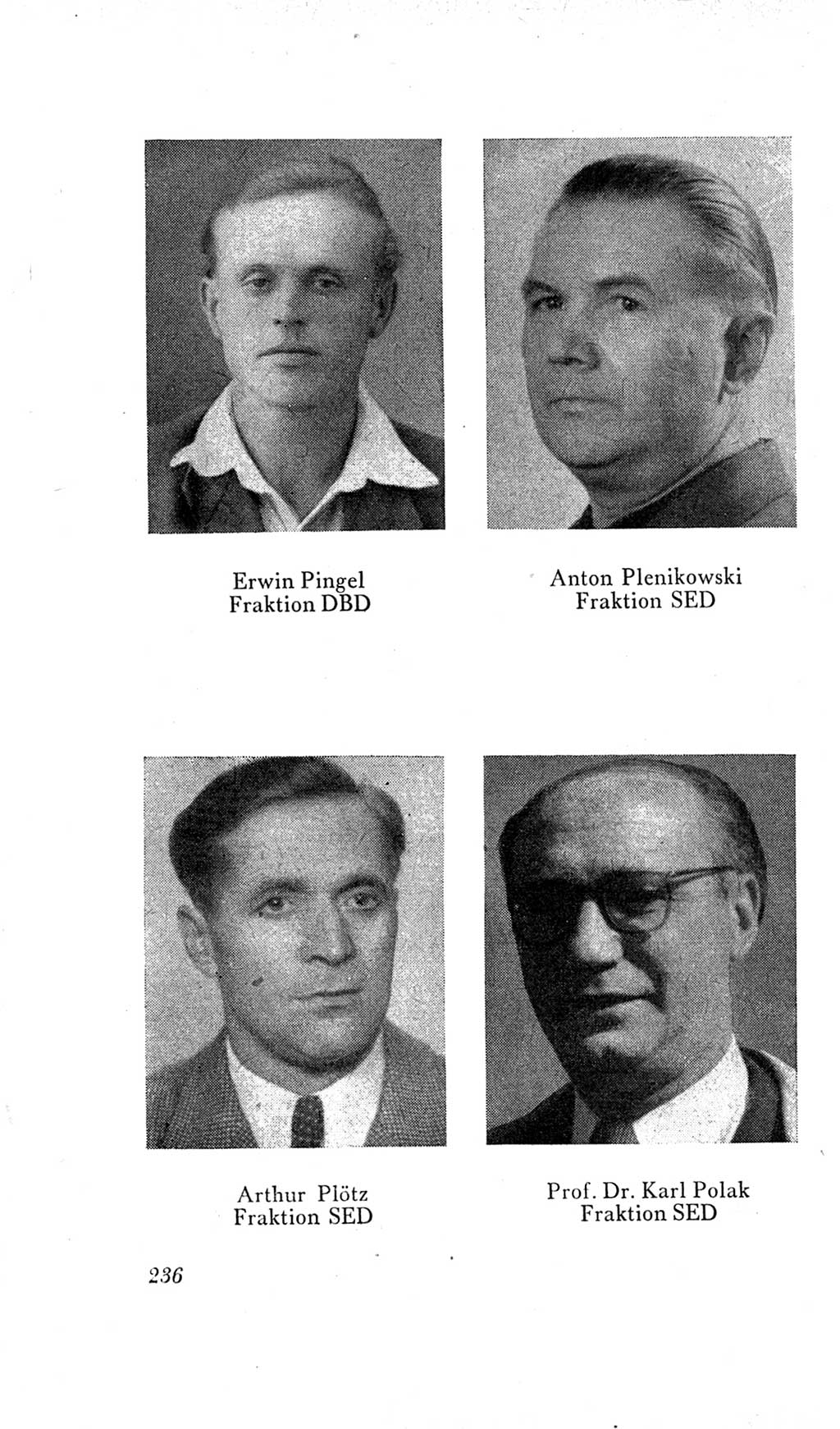 Handbuch der Volkskammer (VK) der Deutschen Demokratischen Republik (DDR), 2. Wahlperiode 1954-1958, Seite 236 (Hdb. VK. DDR, 2. WP. 1954-1958, S. 236)