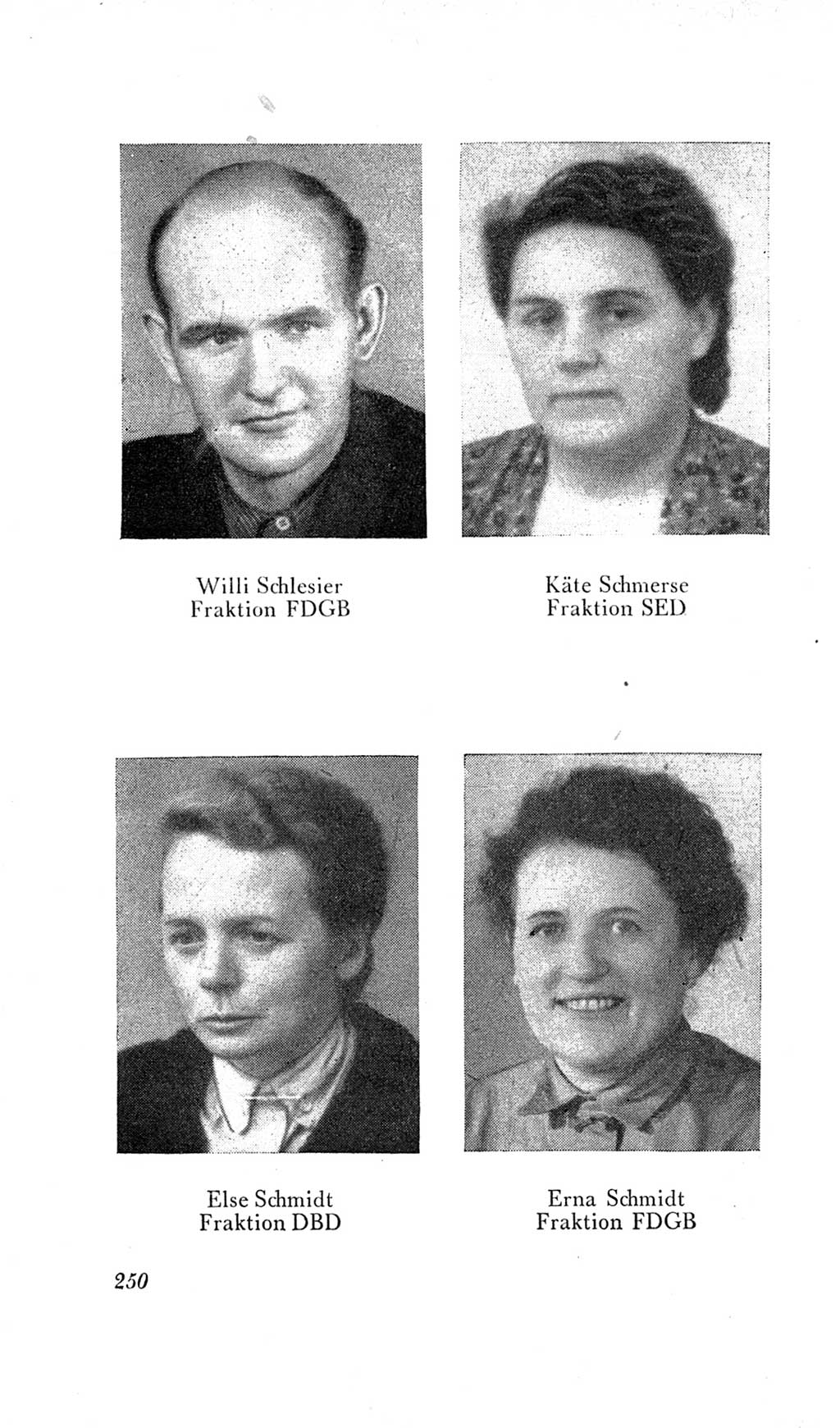 Handbuch der Volkskammer (VK) der Deutschen Demokratischen Republik (DDR), 2. Wahlperiode 1954-1958, Seite 250 (Hdb. VK. DDR, 2. WP. 1954-1958, S. 250)