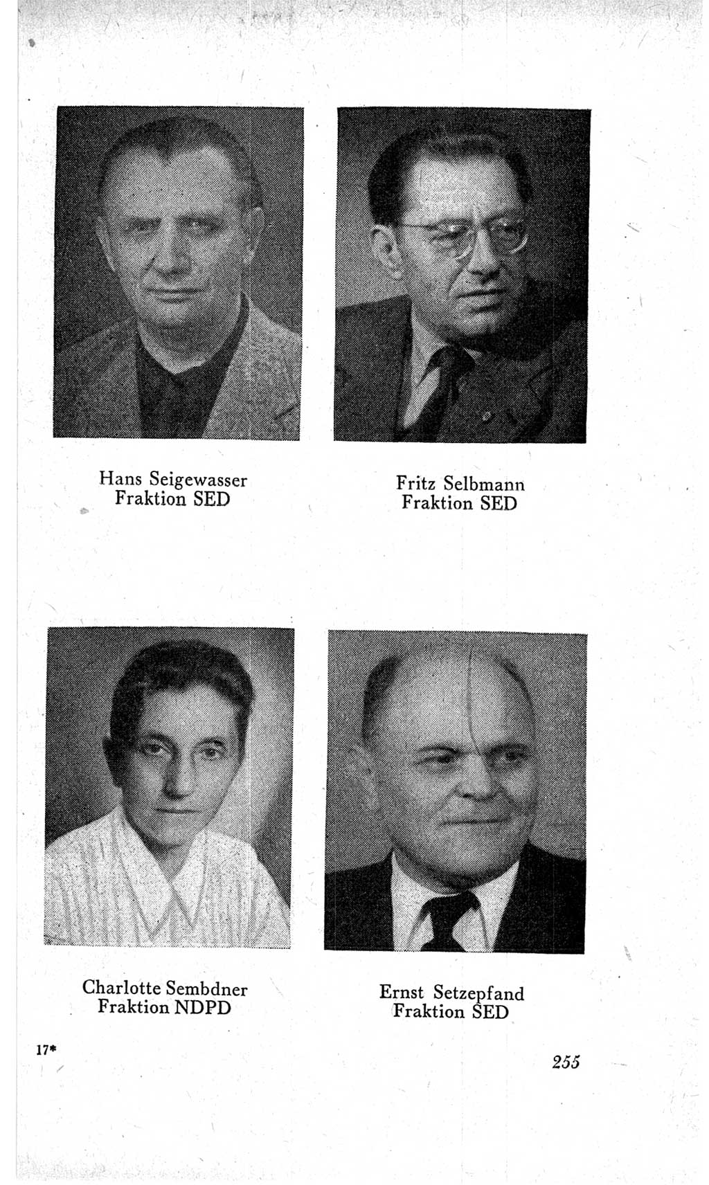 Handbuch der Volkskammer (VK) der Deutschen Demokratischen Republik (DDR), 2. Wahlperiode 1954-1958, Seite 255 (Hdb. VK. DDR, 2. WP. 1954-1958, S. 255)