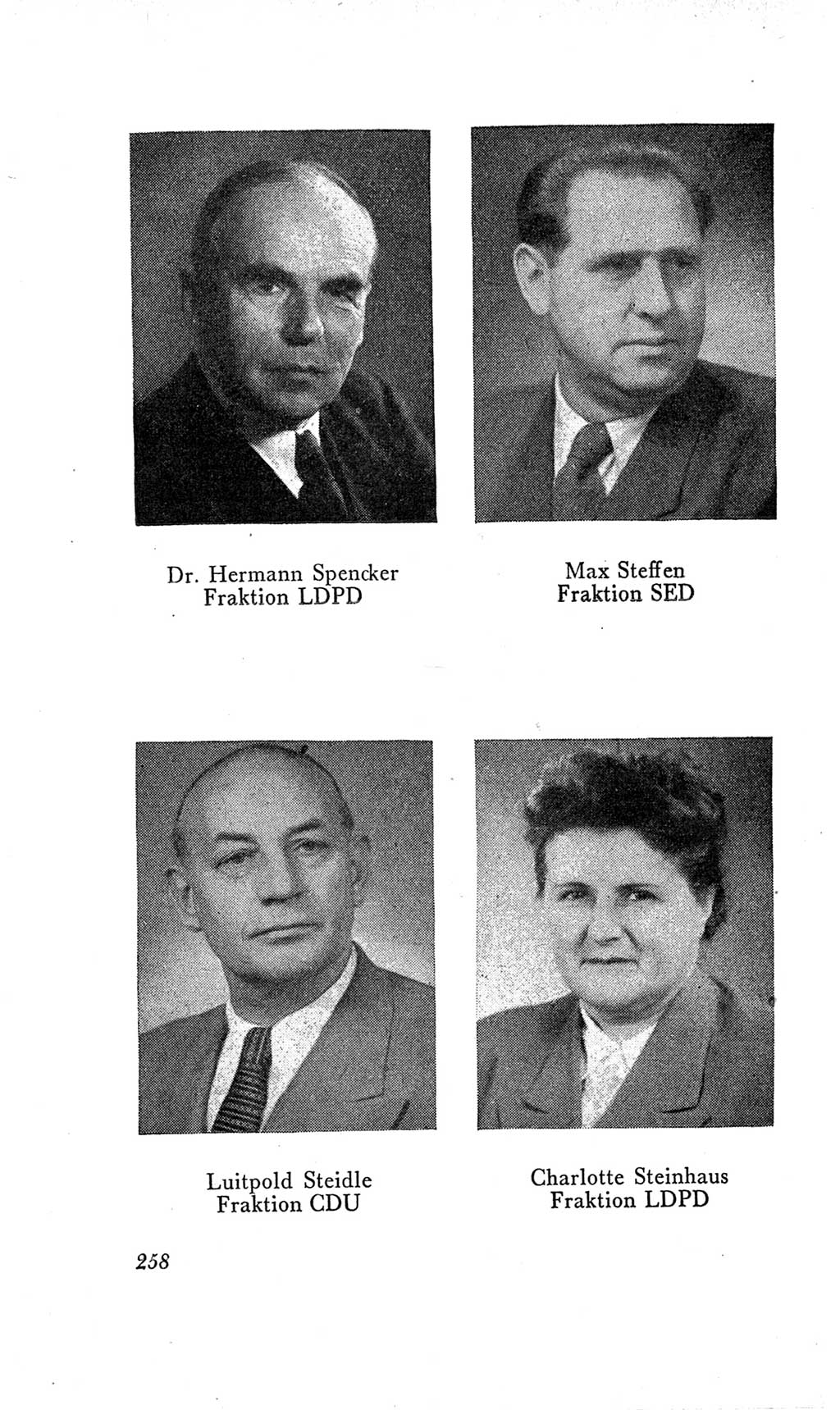 Handbuch der Volkskammer (VK) der Deutschen Demokratischen Republik (DDR), 2. Wahlperiode 1954-1958, Seite 258 (Hdb. VK. DDR, 2. WP. 1954-1958, S. 258)