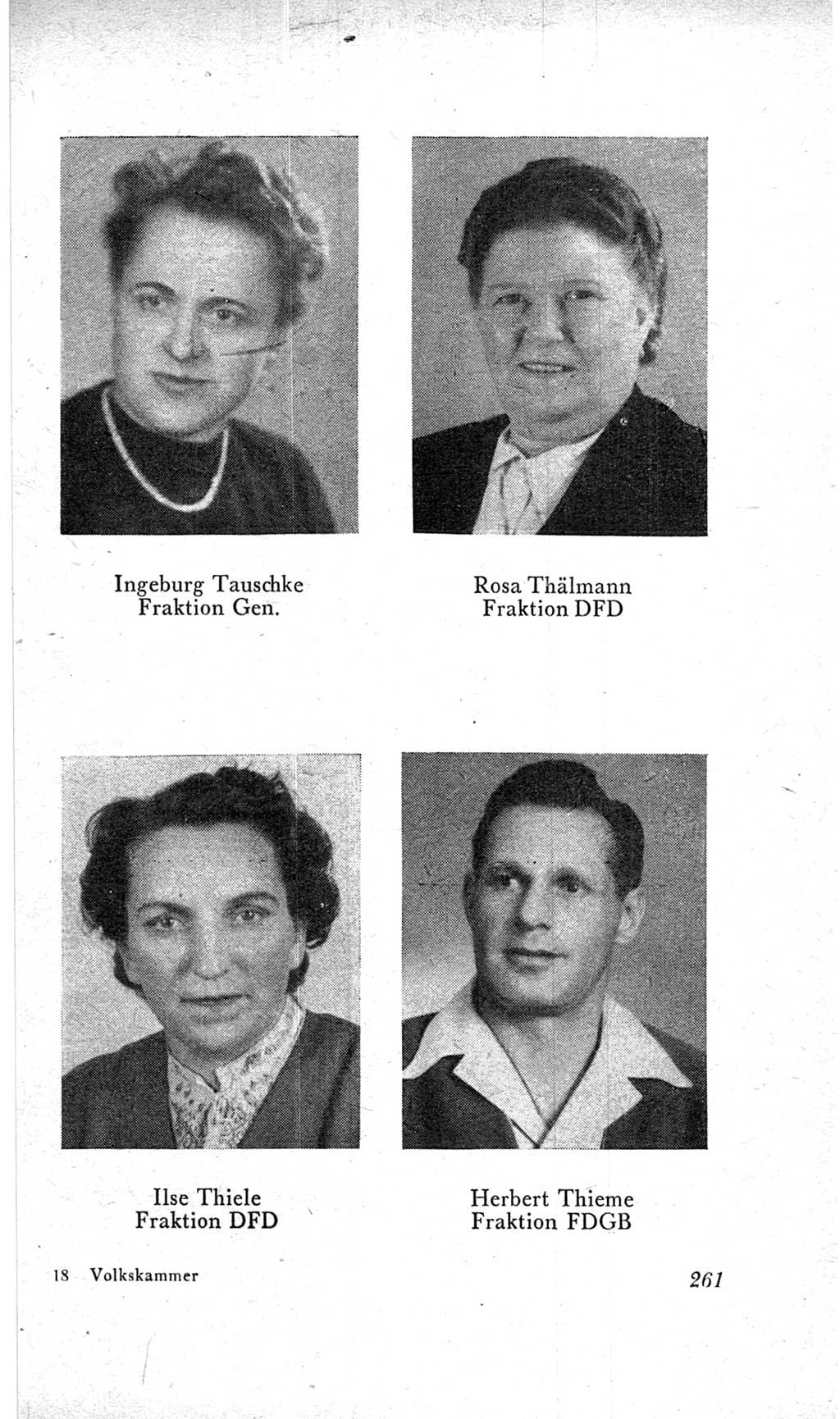Handbuch der Volkskammer (VK) der Deutschen Demokratischen Republik (DDR), 2. Wahlperiode 1954-1958, Seite 261 (Hdb. VK. DDR, 2. WP. 1954-1958, S. 261)