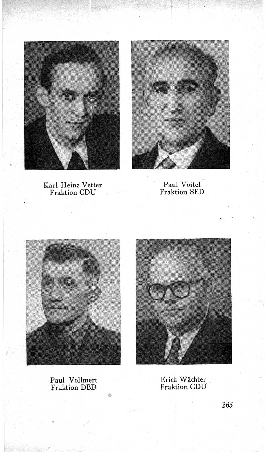 Handbuch der Volkskammer (VK) der Deutschen Demokratischen Republik (DDR), 2. Wahlperiode 1954-1958, Seite 265 (Hdb. VK. DDR, 2. WP. 1954-1958, S. 265)