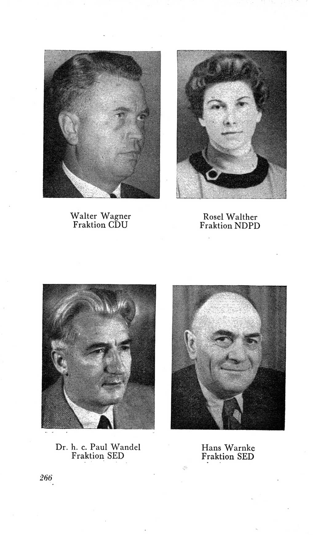 Handbuch der Volkskammer (VK) der Deutschen Demokratischen Republik (DDR), 2. Wahlperiode 1954-1958, Seite 266 (Hdb. VK. DDR, 2. WP. 1954-1958, S. 266)