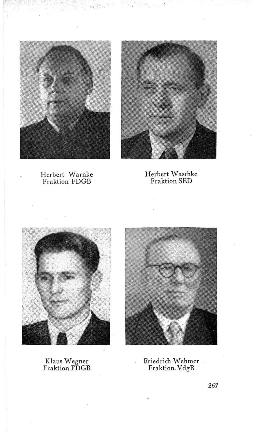 Handbuch der Volkskammer (VK) der Deutschen Demokratischen Republik (DDR), 2. Wahlperiode 1954-1958, Seite 267 (Hdb. VK. DDR, 2. WP. 1954-1958, S. 267)