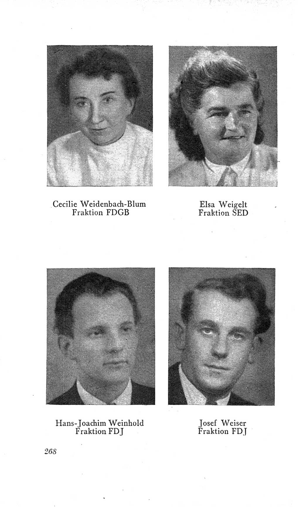Handbuch der Volkskammer (VK) der Deutschen Demokratischen Republik (DDR), 2. Wahlperiode 1954-1958, Seite 268 (Hdb. VK. DDR, 2. WP. 1954-1958, S. 268)