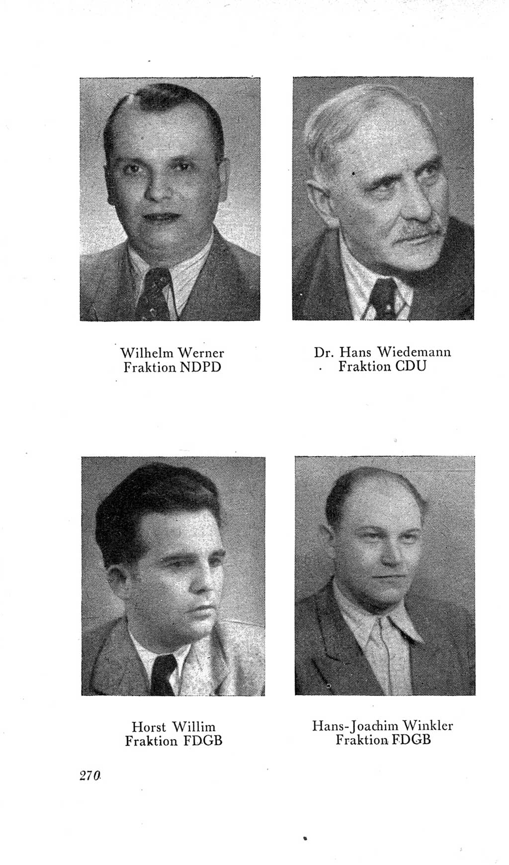 Handbuch der Volkskammer (VK) der Deutschen Demokratischen Republik (DDR), 2. Wahlperiode 1954-1958, Seite 270 (Hdb. VK. DDR, 2. WP. 1954-1958, S. 270)