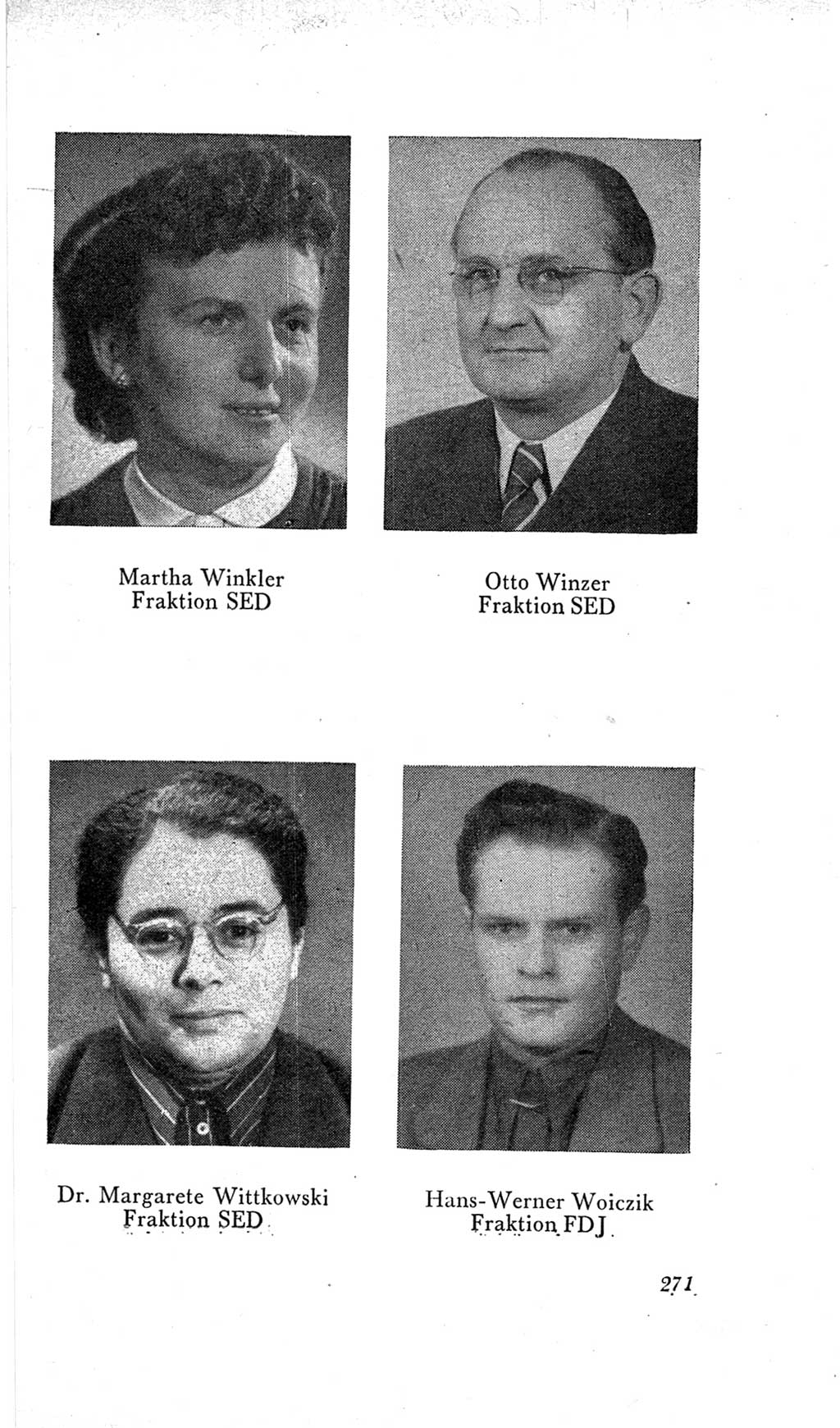 Handbuch der Volkskammer (VK) der Deutschen Demokratischen Republik (DDR), 2. Wahlperiode 1954-1958, Seite 271 (Hdb. VK. DDR, 2. WP. 1954-1958, S. 271)