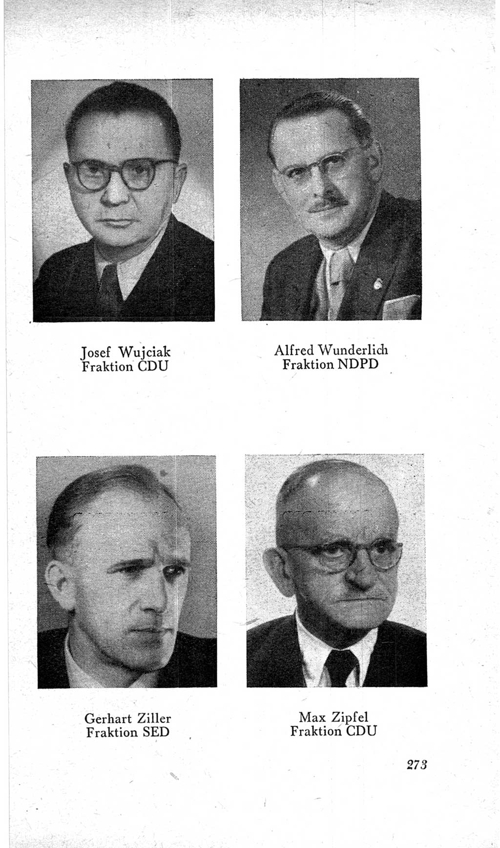 Handbuch der Volkskammer (VK) der Deutschen Demokratischen Republik (DDR), 2. Wahlperiode 1954-1958, Seite 273 (Hdb. VK. DDR, 2. WP. 1954-1958, S. 273)