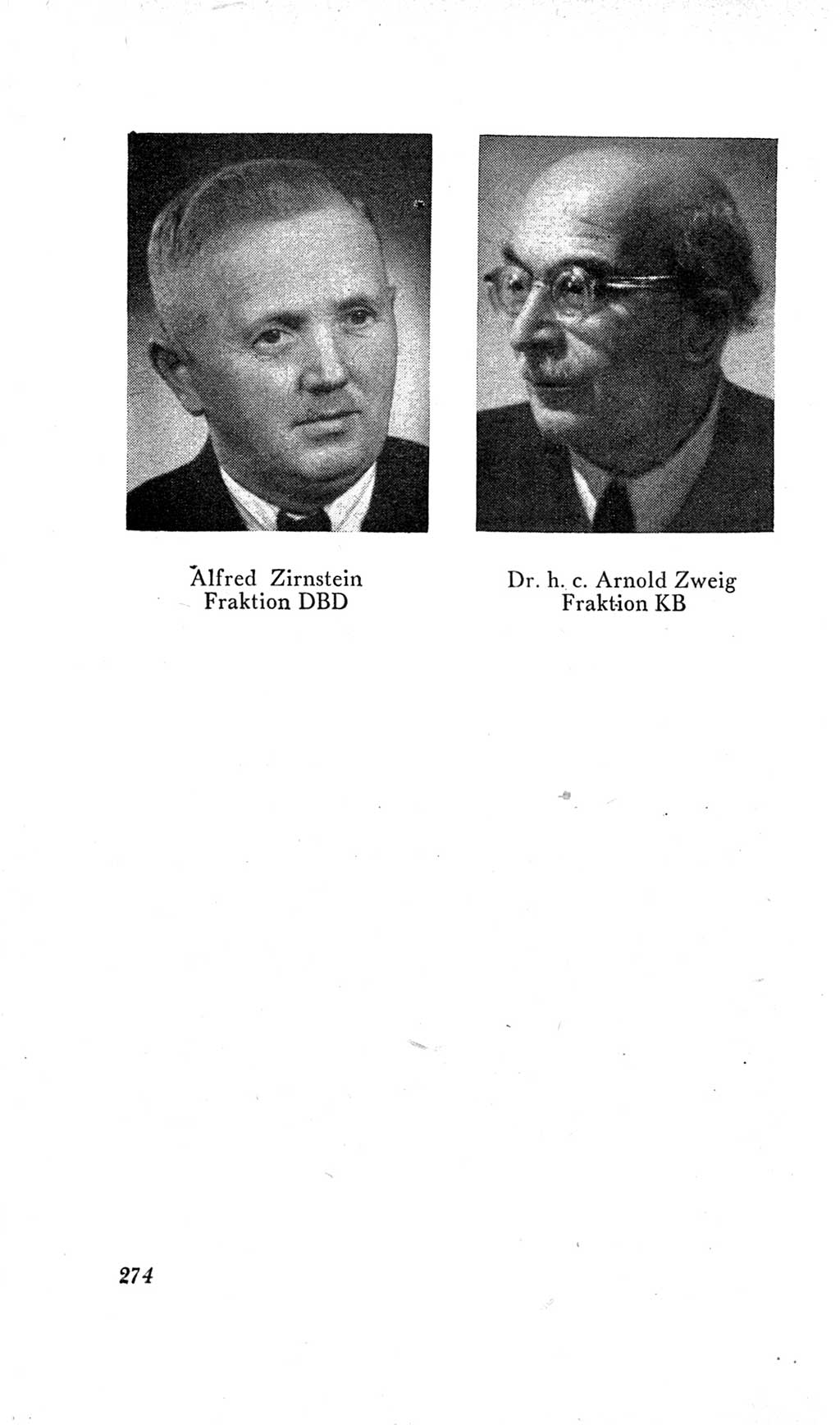 Handbuch der Volkskammer (VK) der Deutschen Demokratischen Republik (DDR), 2. Wahlperiode 1954-1958, Seite 274 (Hdb. VK. DDR, 2. WP. 1954-1958, S. 274)