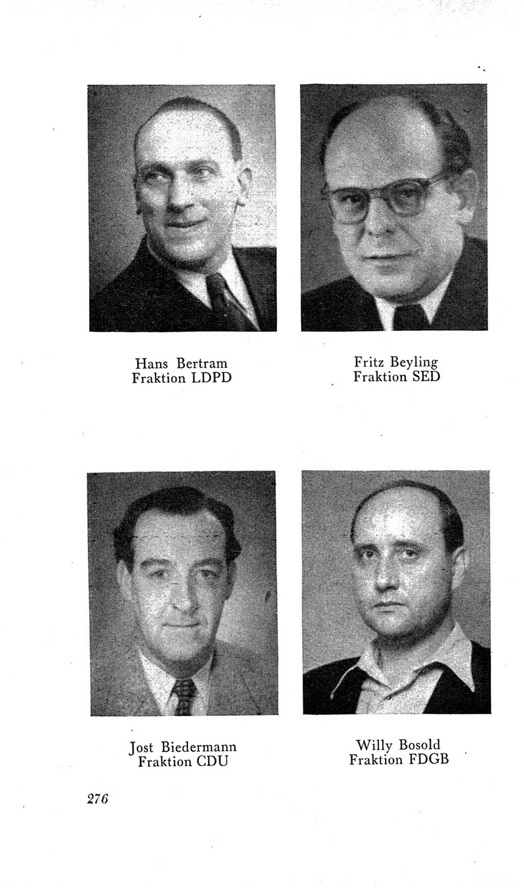 Handbuch der Volkskammer (VK) der Deutschen Demokratischen Republik (DDR), 2. Wahlperiode 1954-1958, Seite 276 (Hdb. VK. DDR, 2. WP. 1954-1958, S. 276)