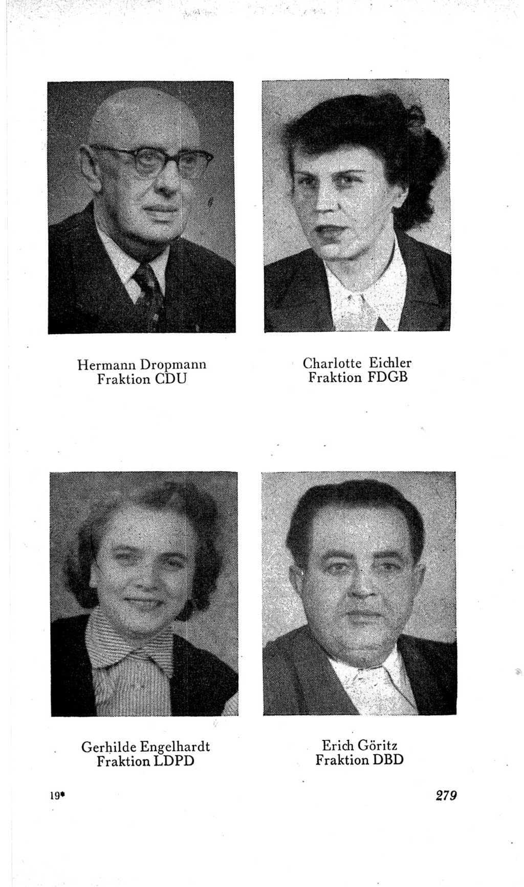 Handbuch der Volkskammer (VK) der Deutschen Demokratischen Republik (DDR), 2. Wahlperiode 1954-1958, Seite 279 (Hdb. VK. DDR, 2. WP. 1954-1958, S. 279)