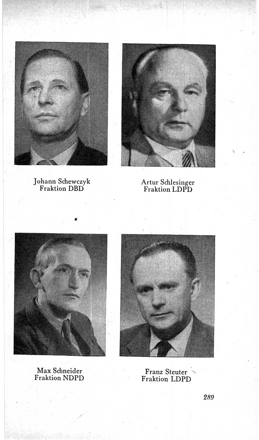 Handbuch der Volkskammer (VK) der Deutschen Demokratischen Republik (DDR), 2. Wahlperiode 1954-1958, Seite 289 (Hdb. VK. DDR, 2. WP. 1954-1958, S. 289)