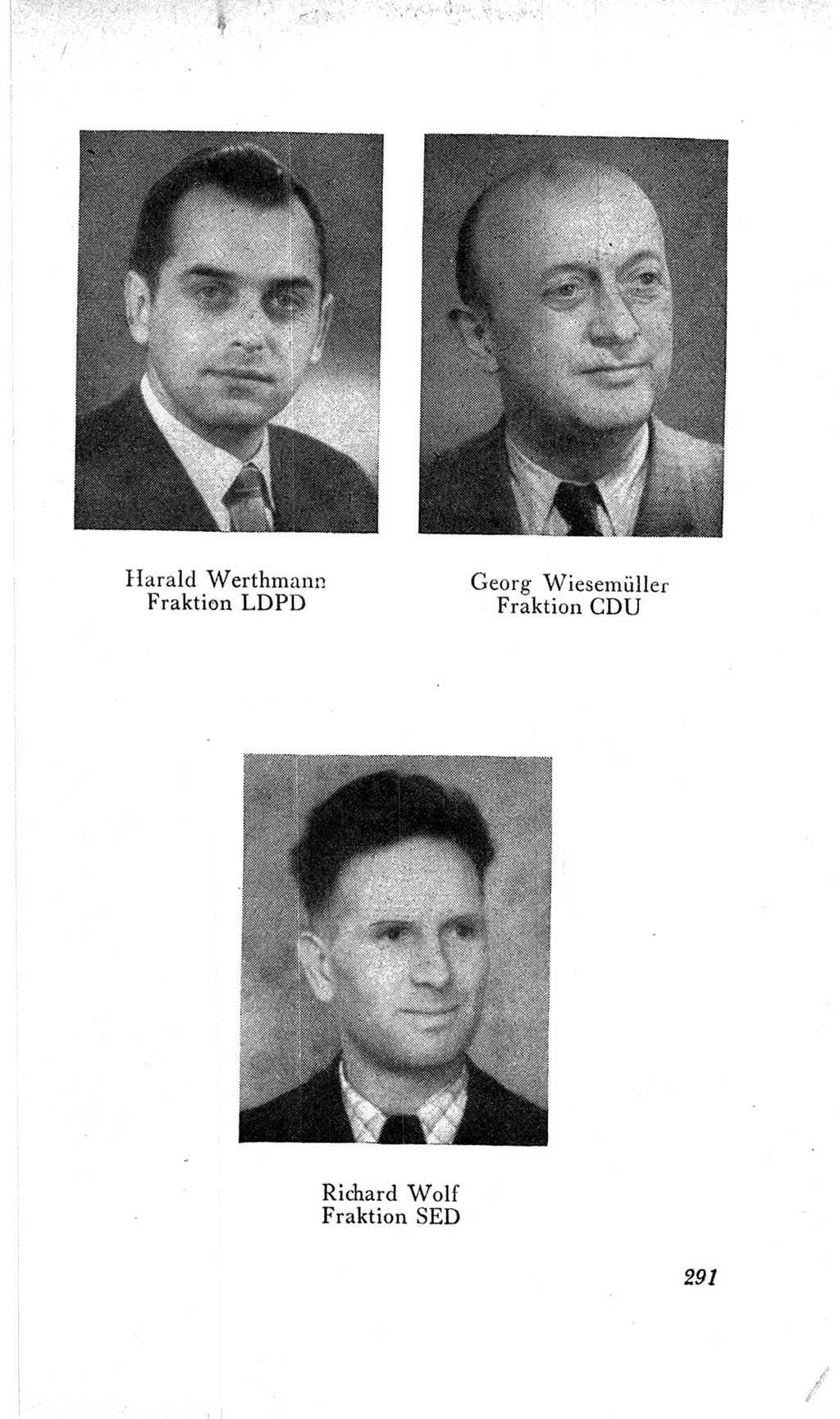 Handbuch der Volkskammer (VK) der Deutschen Demokratischen Republik (DDR), 2. Wahlperiode 1954-1958, Seite 291 (Hdb. VK. DDR, 2. WP. 1954-1958, S. 291)