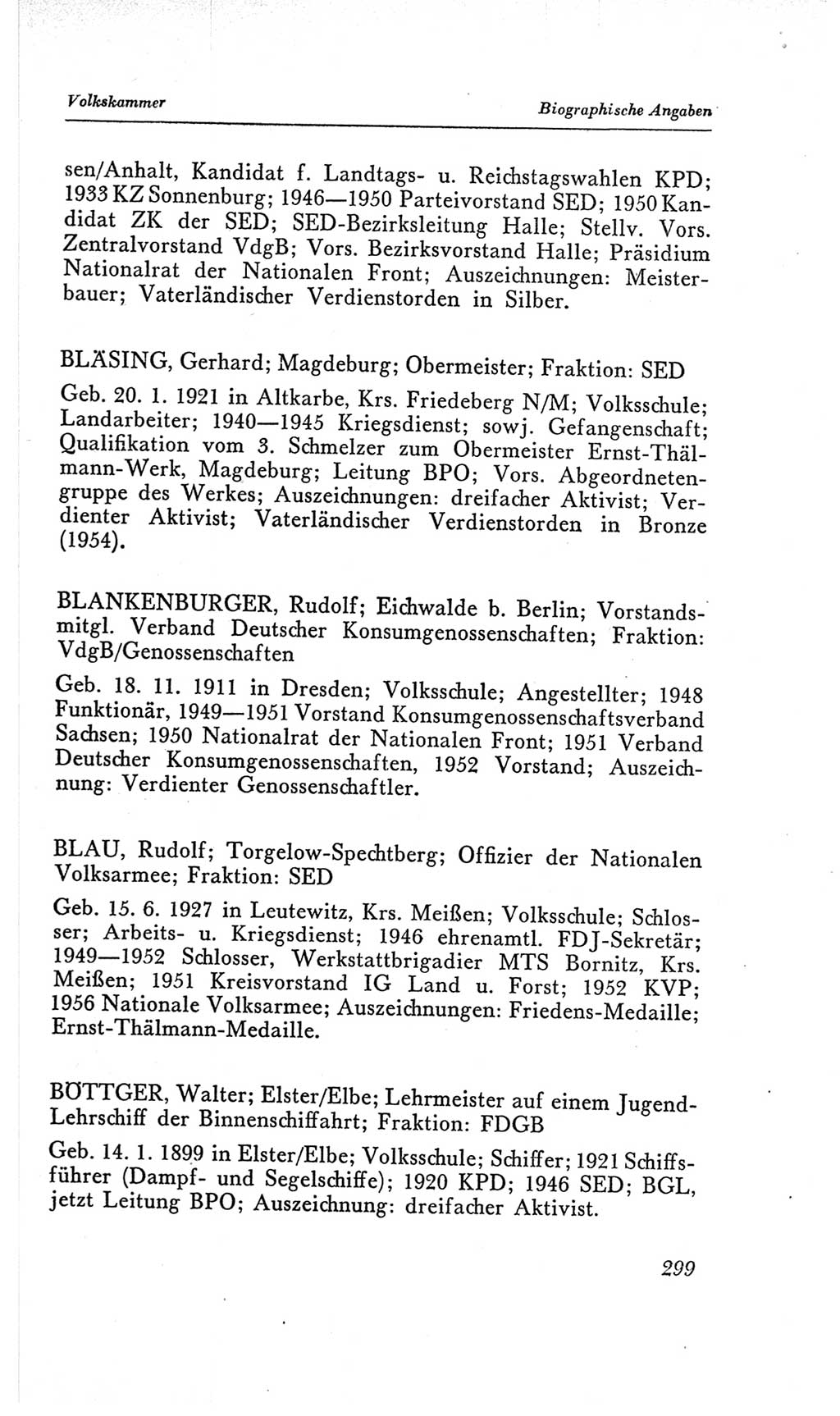 Handbuch der Volkskammer (VK) der Deutschen Demokratischen Republik (DDR), 2. Wahlperiode 1954-1958, Seite 299 (Hdb. VK. DDR, 2. WP. 1954-1958, S. 299)