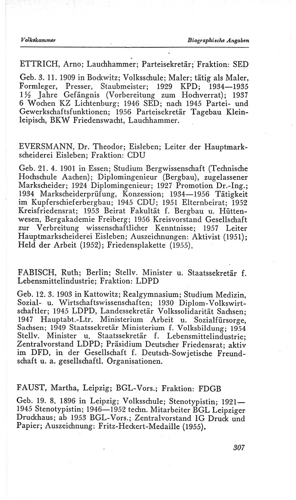 Handbuch der Volkskammer (VK) der Deutschen Demokratischen Republik (DDR), 2. Wahlperiode 1954-1958, Seite 307 (Hdb. VK. DDR, 2. WP. 1954-1958, S. 307)