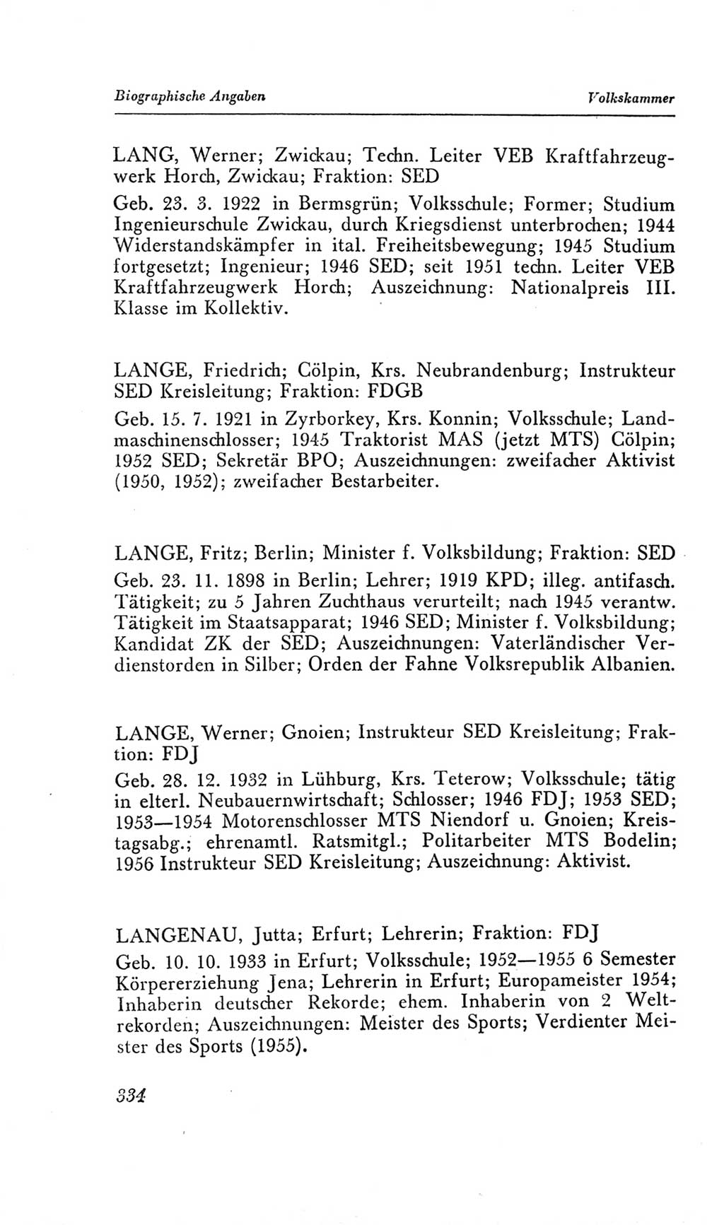 Handbuch der Volkskammer (VK) der Deutschen Demokratischen Republik (DDR), 2. Wahlperiode 1954-1958, Seite 334 (Hdb. VK. DDR, 2. WP. 1954-1958, S. 334)